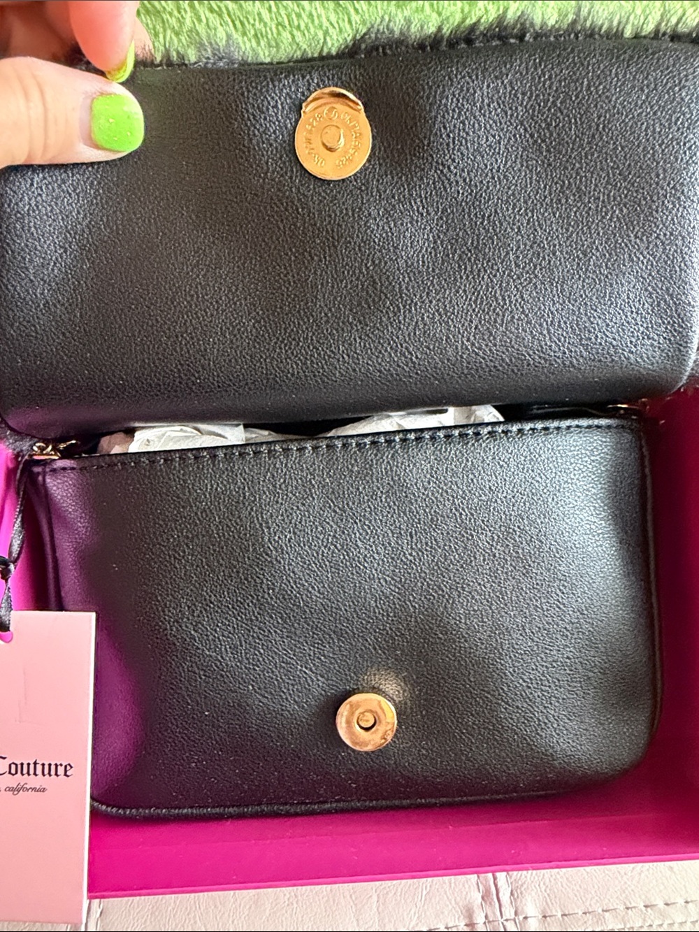 Juicy Couture Black Faux Fur bag with Gold Logo and Pom Charm - Picture 4 of 6